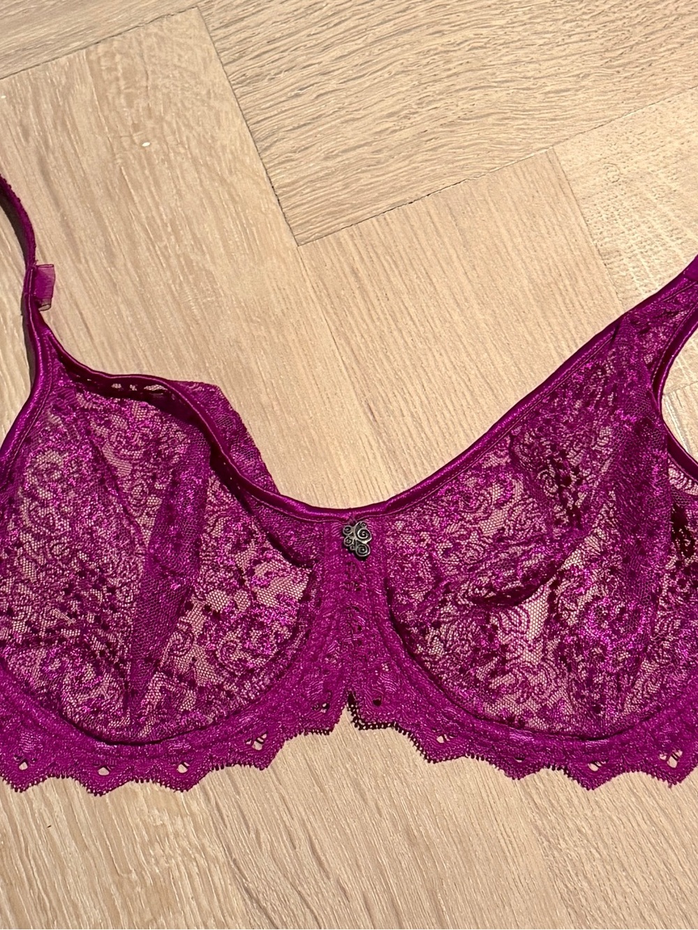 EMPREINTE Sheer Lace Underwire Bra in Deep Magenta Purple - Women's Intimates